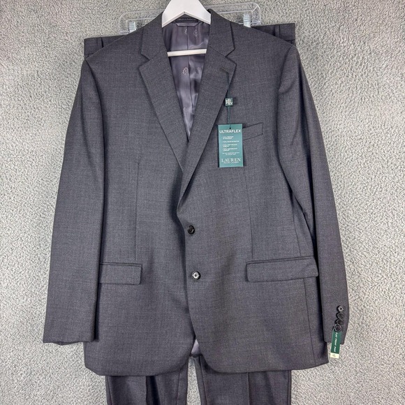 Lauren Ralph Lauren Lexington Suit Mens 46 Long Dark Gray Ultraflex Wool 40x31 - Picture 1 of 16